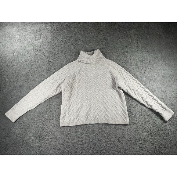 No Comment Turtleneck Sweater Women‎ XL Soft Cozy Herringbone Knit Crop Sweater - Picture 1 of 7